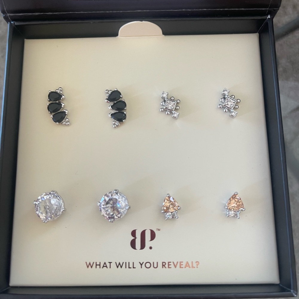 Bomb Party Simply Studs 2024 ~ RBP8446 Earscape Perfection-Smokey Topaz,Blk Onyx
